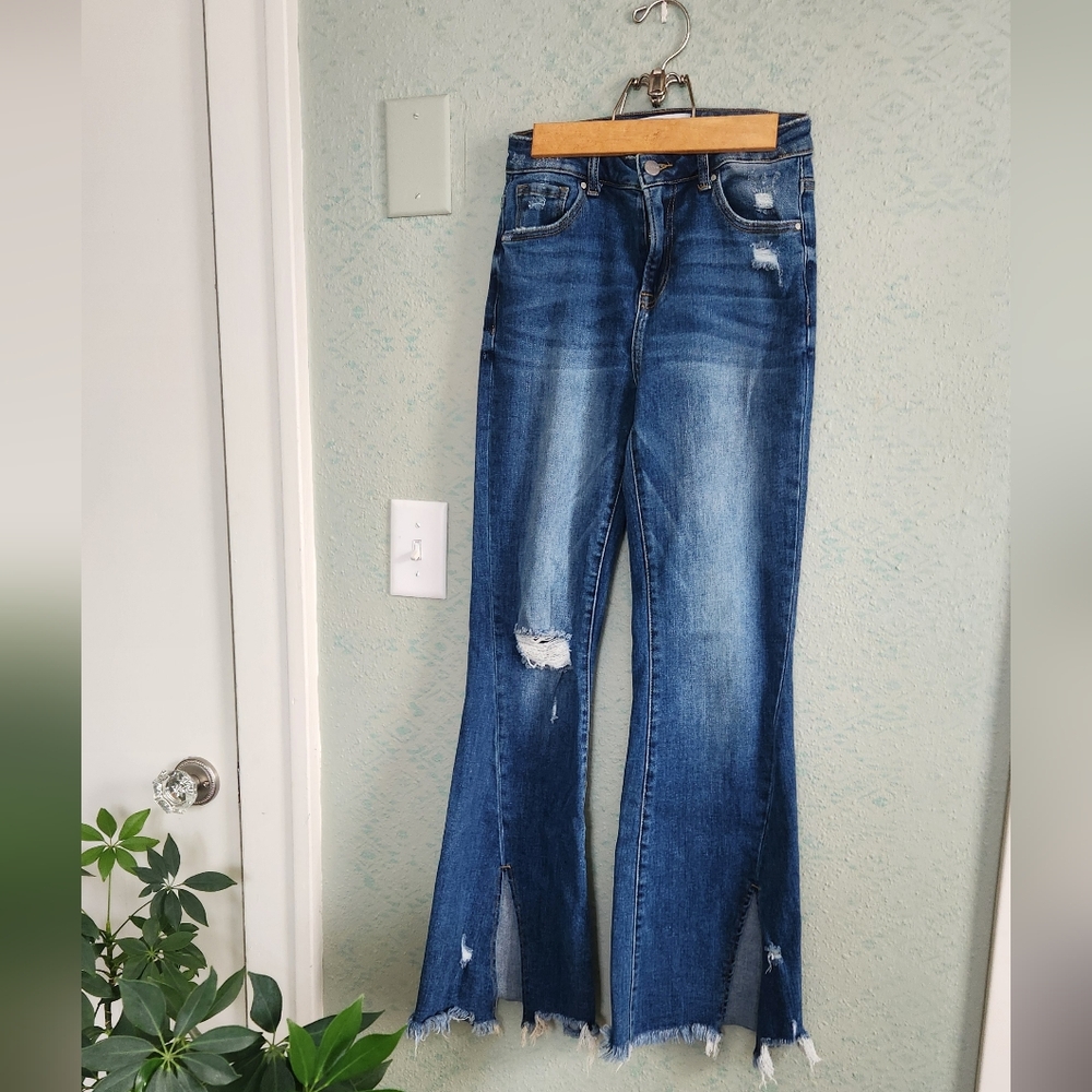 RISEN Flare Jeans with Distressed Details